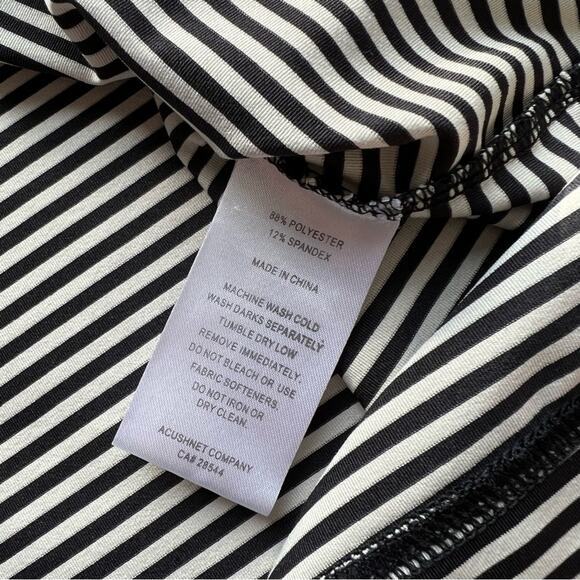 FootJoy Black White Striped Short Sleeve Polo Shirt Men’s Size Medium - Picture 6 of 7